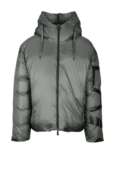 Ea7 Down Jacket With Zip - Green