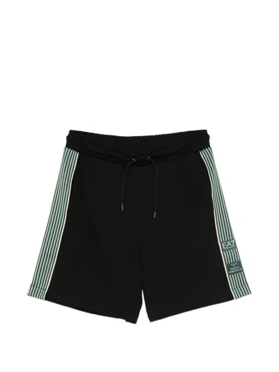 Ea7 Drawstring-fastening Track Shorts In Black