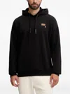 Ea7 Drawstring Graphic Hoodie In Black
