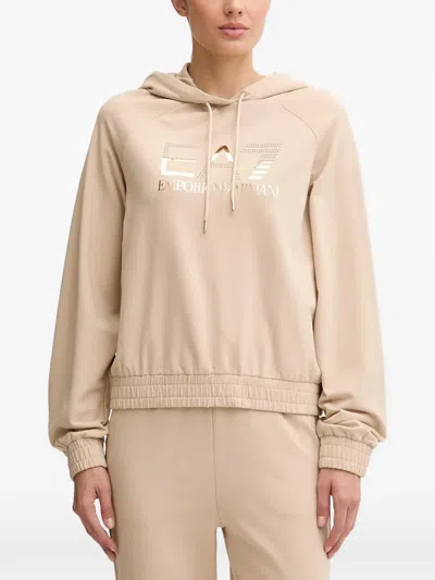 Ea7 Drawstring-hood Tracksuit In Neutral