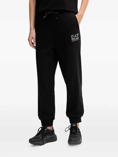 Ea7 Drawstring Logo Track Pants In Black