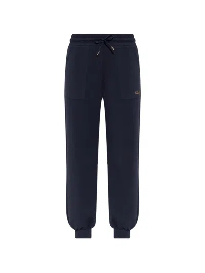 Ea7 Drawstring Logo-plaque Track Pants In Blue