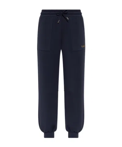 EA7 DRAWSTRING LOGO-PLAQUE TRACK PANTS