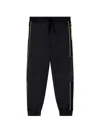 Ea7 Black Vertical Stripes Polyester Tracksuit In Black