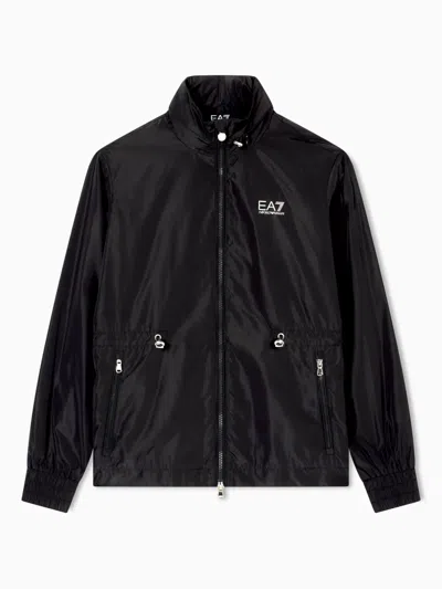 Ea7 Drawstring-waist Bomber Jacket In Black