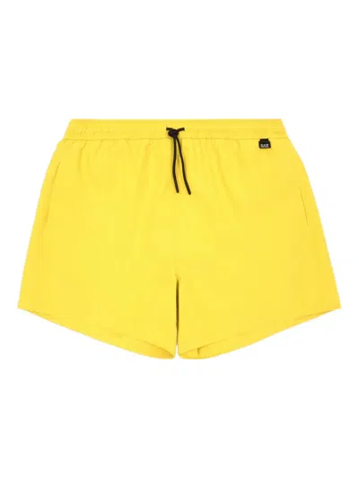 Ea7 Drawstring-waist Swim Shorts In Yellow