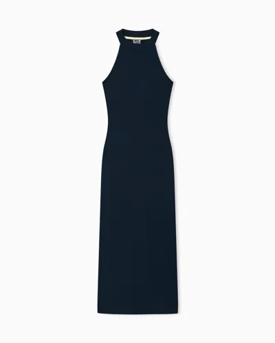 Ea7 Dress In Ribbed Stretch Viscose In Blue