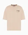 Ea7 Dynamic Athlete Cotton Jersey T-shirt With Print In Beige
