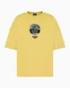 Ea7 Dynamic Athlete Cotton Jersey T-shirt With Print In Yellow