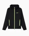Ea7 Dynamic Athlete Hooded Jacket In Ventus7 Technical Fabric In Black