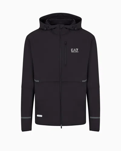 Ea7 Dynamic Athlete Hooded Jacket In Ventus7 Technical Fabric In Black