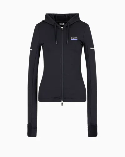 Ea7 Dynamic Athlete Hooded Sweatshirt In Furor7 Technical Fabric In Black