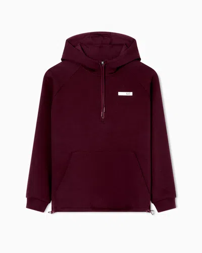 Ea7 Dynamic Athlete Hooded Sweatshirt In Natural Ventus7 Technical Fabric In Burgundy