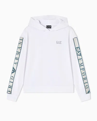 Ea7 Dynamic Athlete Hooded Sweatshirt In Natural Ventus7 Technical Fabric In White