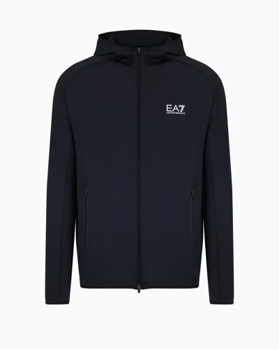 Ea7 Dynamic Athlete Hooded Sweatshirt In Vigor7 Technical Fabric In Black