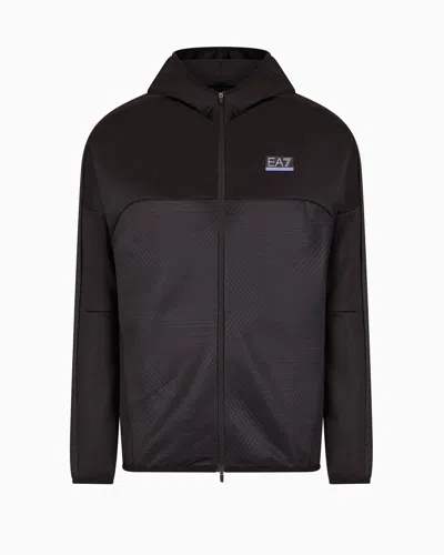 Ea7 Dynamic Athlete Hooded Sweatshirt In Vigor7 Technical Fabric In Brown
