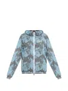 Ea7 Dynamic Athlete Patterned Hooded Jacket In Blue