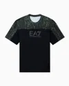 Ea7 Dynamic Athlete Printed T-shirt In Ventus7 Technical Fabric In Black