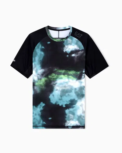 Ea7 Dynamic Athlete Printed T-shirt In Vigor7 Technical Fabric In Multi