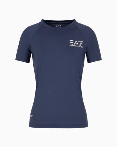Ea7 Dynamic Athlete Short-sleeved T-shirt In Ventus7 Technical Fabric In Blue