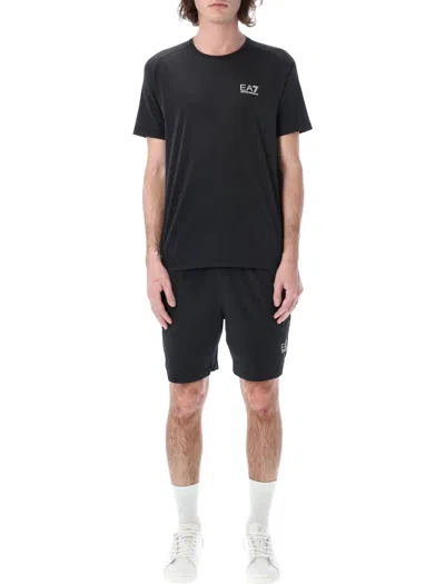 Ea7 Official Store Dynamic Athlete Crew-neck T-shirt In Natural Ventus7 Technical Fabric In Black