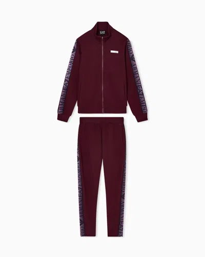 Ea7 Dynamic Athlete Tracksuit In Natural Ventus7 Technical Fabric In Burgundy