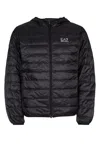 Ea7 E. A.7 Lightweight Hooded Down Jacket In Black