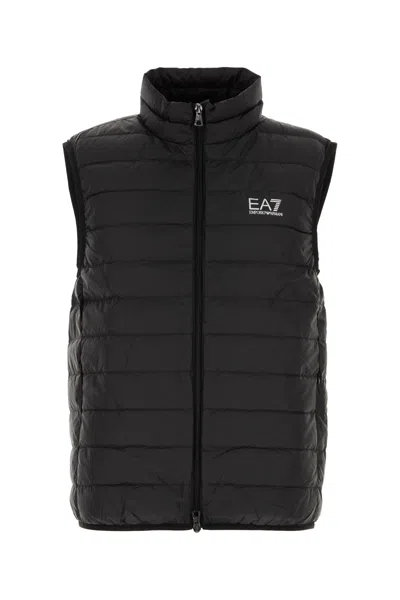 Ea7 E. A.7 Mini Quilted Down Vest With Stretch Hem In Black