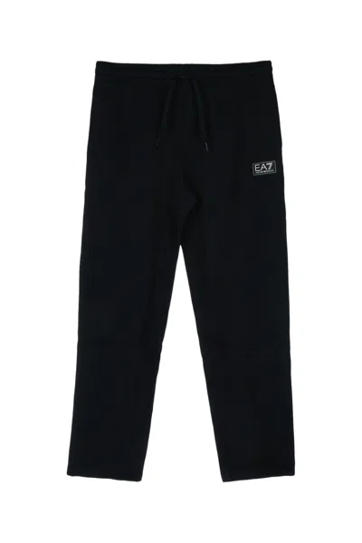 Ea7 E. A.7 Train Refined M Paint Effect Cotton Pants For Men In Black