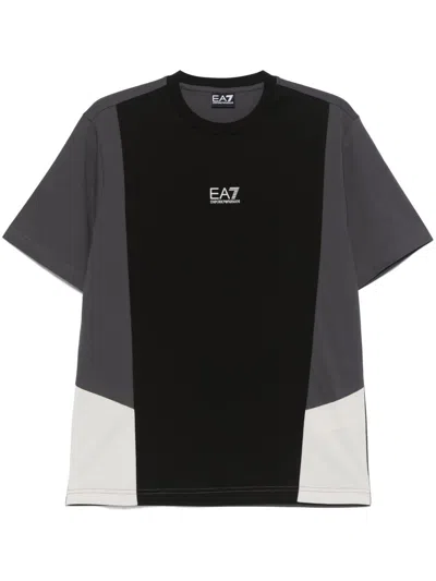 Ea7 Colour-block T-shirt In Black