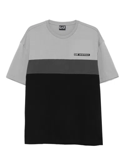 Ea7 Colour-block T-shirt In Gray