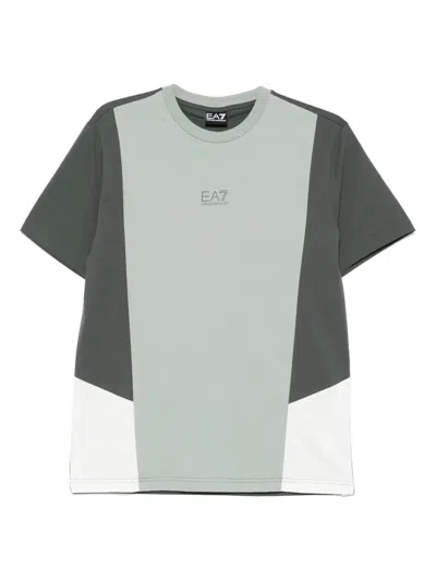 Ea7 Colourblock Jersey T-shirt In Green