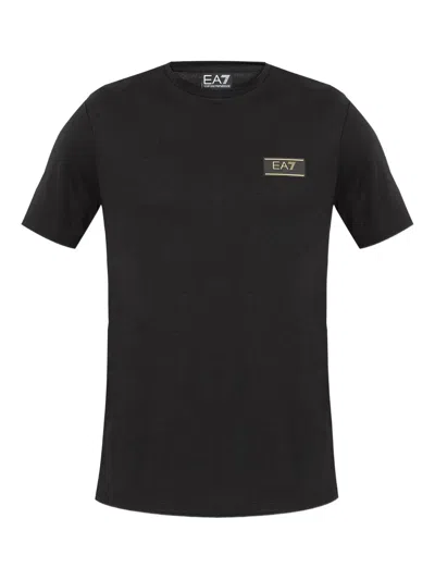 Ea7 Emporio Armani Logo Patch Crewneck T-shirt In Black