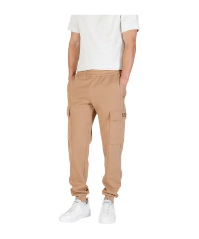 Ea7 Elastic Waist Casual Pants In Brown