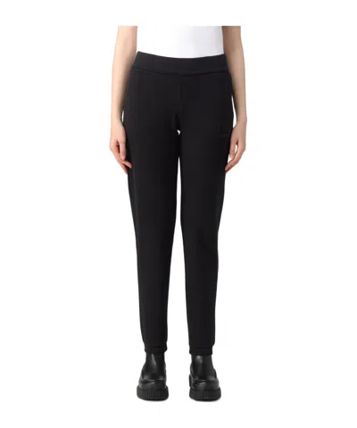 Ea7 Elastic Waist Logo Casual Pants In Black
