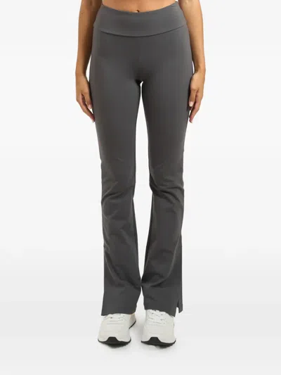 Ea7 Elastic-waistband Flared Trousers In Black