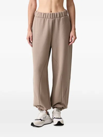 Ea7 Elasticated Track Pants In Brown