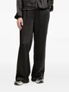Ea7 Elasticated-waistband Satin Pants In Black