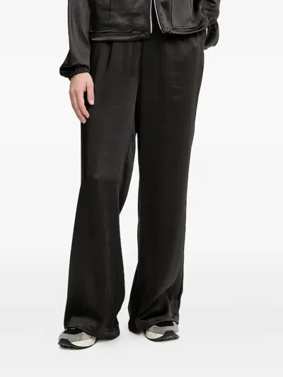 Ea7 Elasticated-waistband Satin Pants In Black