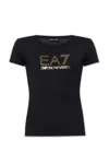 Ea7 Evolution Stretch Cotton And Modal Blend T-shirt With Oversized Logo In Black