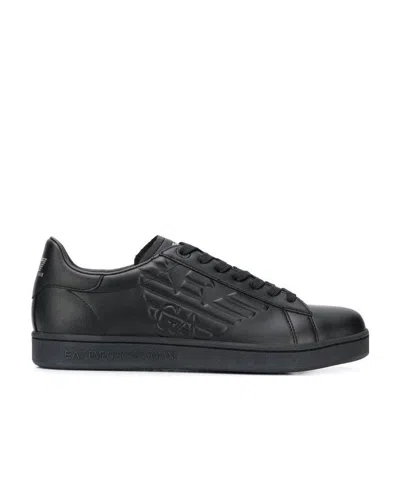 Ea7 Embossed Logo Sneakers In Black