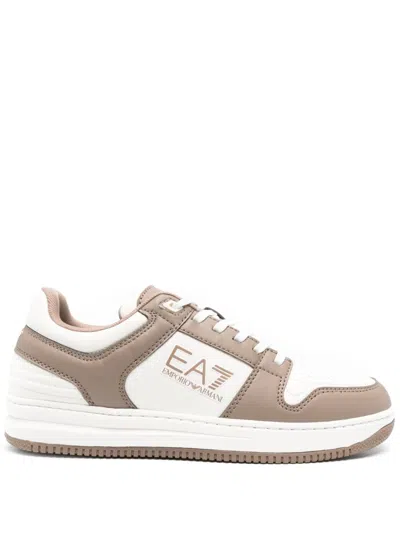 Ea7 Embossed-logo Sneakers In Brown