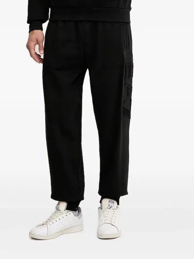 Ea7 Embossed-logo Track Pants In Black