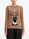 Ea7 Embroidered Sweater In Brown
