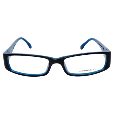 Pre-owned Ea7 Emporio Amani Blue & Black Handmade Acetate Rectangular Sunglasses Circa Y2k