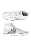 Ea7 Logo High-top Casual Sneakers In White