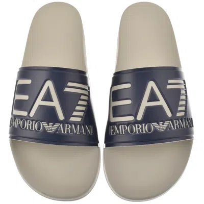 Ea7 Emporio Armani Beach Sliders Beige In Blue