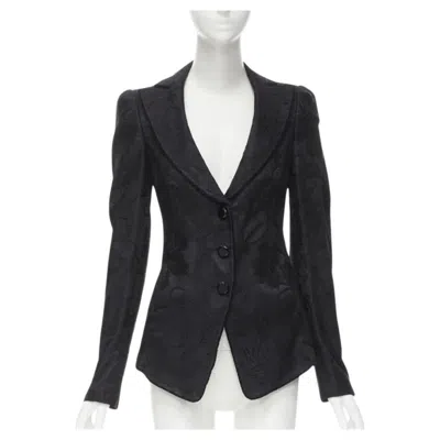 Pre-owned Ea7 Emporio Armani Black Lace Jewel Cut Buttons Fitted Blazer It40 S