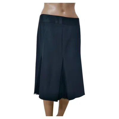 Pre-owned Ea7 Emporio Armani Black Wool-blend Midi Skirt With Knife-pleat