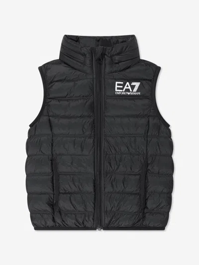 Ea7 Kids'  Emporio Armani Boys Down Padded Gilet In Black